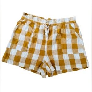 Who What Wear Gingham Honey Mustard shorts